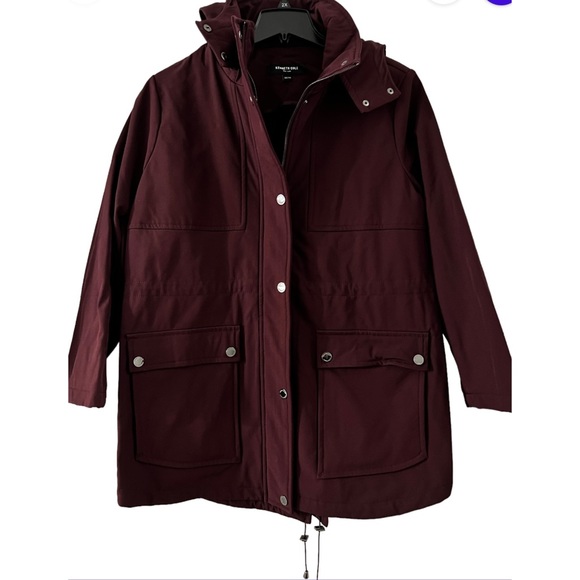 KENNETH COLE PLUS SIZE HOODED ANORAK RAIN JACKET - Picture 7 of 9